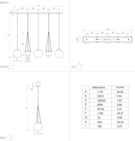 Eglo 900512 - Luster na lanku RONDO 3xE27/40W/230V