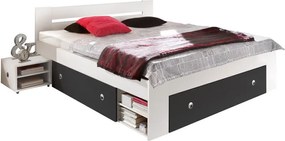 Posteľ s nočnými stolikmi Stefan 140x200 cm, biela/grafit