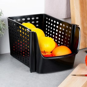 Organizér, úložný box stohovateľný, znížená predná hrana ALISE - čierny 21 x 29 x 16 cm