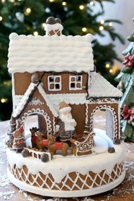 Hudobná skrinka perníkový domček Noël LED osvetlením – Ø 17*23 cm