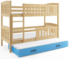 Interbeds Poschodová posteľ Kubus prírodná rozkladacia s matracom 200cm x 90cm - modrá