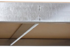 Bezskrutkový kovový regál RIVET BUDGET, 180x90x40 cm, 4x HDF polica, zinok