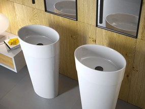Besco Voľne stojace umývadlo z liateho mramoru Uniqa UM VS 46,5x32,5x84 cm, sifón Click-Clack BESCO-Typ výpuste: Click-Clack, biela, BESCO-Rozmery: 4…