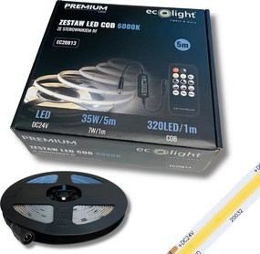 ECOLIGHT COB LED pásik 35W - 24V - 320 - 5M - 6000k - studená farba + diaľkový ovládač