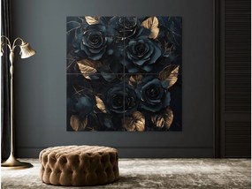drevko |  Štvordielny obraz Zlatý tieň ruží  100 x 100 cm