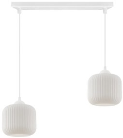 Závesné svietidlo Riffle, 2x biele sklenené tienidlo, w
