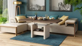 Konferenčný stolík LEXUS, rozkladací, s funkciou zdvíhania dosky, hnedý dub / béžový