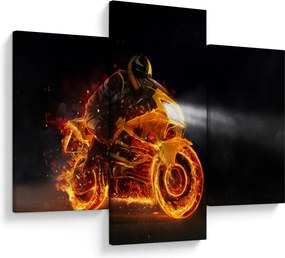 Obraz - Motorkár s plameňmi (90x60 cm)