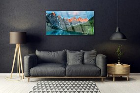 Skleneny obraz Hora les jazero príroda 120x60 cm