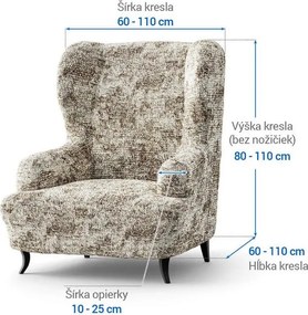 Bielastické poťahy MARMO béžové kreslo ušiak (š. 60 - 110 cm)