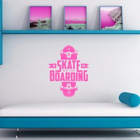 Veselá Stena Samolepka Skateboarding Farba: růžová, Veľkosť: 40 x 32 cm