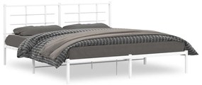 Kovový rám postele s čelom biely 180x200 cm 355614