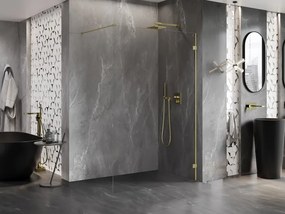 Mexen Lunar sprchová stena pravá 160 x 200 cm, 8mm číre sklo, zlatá matná, 830-160-000-55-00-P