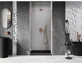 Mexen Lunar-B, Otočné ľavé sprchové dvere 60 cm, 8mm číre sklo, medený matný profil, 832-060-000-65-00-L