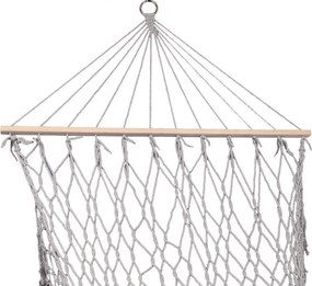 Záhradná hojdacia sieť KIK boho s dreveným rámom, 200 cm, sivá