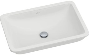 VILLEROY &amp; BOCH Loop &amp; Friends obdĺžnikové umývadlo k zabudovaniu zospodu, bez otvoru, s prepadom, 615 x 380 mm, biela alpská, s povrchom CeramicPlus, 616320R1