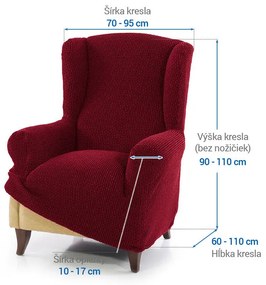 Super strečové poťahy NIAGARA bordó kreslo ušiak (š. 70 - 95 cm)