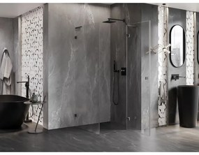 Mexen Lunar, L výklopný sprchový kút pravý 70 x 70 cm, 8mm číre sklo, profil grafit brúsený, 834L-070-070-66-00-P