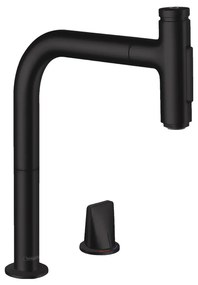 Hansgrohe M71, drezová batéria M7120-H200 v vyťahovacou spŕškou, 2-otvorová inštalácia, sBox, čierna matná, HAN-73818670