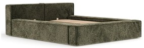 Tmavozelená čalúnená dvojlôžková posteľ s úložným priestorom s roštom 200x200 cm Voliera – Maison de Rêve