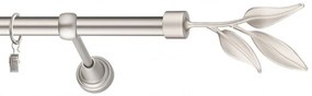 Dekorstudio Chrómová matná jednoradová garniža LIST 19mm Dĺžka: 360cm, Typ uchytenia: Držiak otvorený, Typ príslušenstva: Krúžky tiché so štipcami