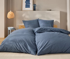 Posteľná bielizeň z biber bavlny, modrá, štandardná veľkosť