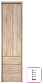 Tempo Kondela Regál so šuplíkom 1D3S, dub sonoma, NORTY TYP 5