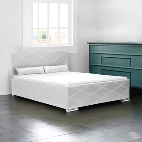 Čalúnená posteľ s úložným priestorom a matracom KRE 160 x 200 cm Biela