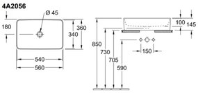 Villeroy & Boch 4A2056R1 - Nadpultové umývadlo COLLARO 56x36 cm keramika/biela