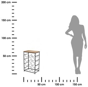 STOJAN NA VÍNO DEBRA 60X26X40 CM ČIERNA/HNEDÁ