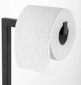 Erga Trapa, hranatý držiak WC papiera so zásobníkom na toaletný papier, čierna matná, ERG-YKA-P.TRAPA-BLK