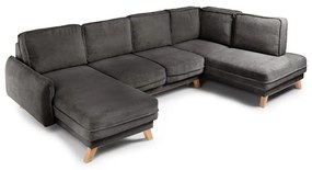 Sivá menčestrová rozkladacia rohová pohovka (pravý roh/do tvaru "U") Tori – Bonami Selection