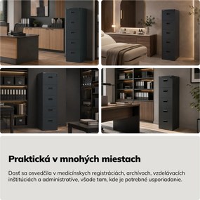 Kovová kartotéková skriňa antracitová: SARA V5, 460 x 1625,5 x 600 mm