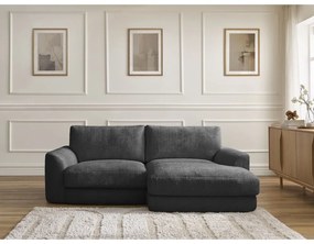 Čierna ženilková rohová pohovka (pravý roh/s leňoškou) Leonore – Bobochic Paris