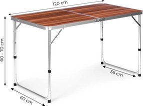 Skládací turistický stůl Veloca 120x60 cm hnědý