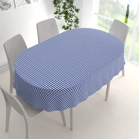 Biante Bavlnený oválny obrus Sandra SA-057 Modro-biele kocky 140x220 cm