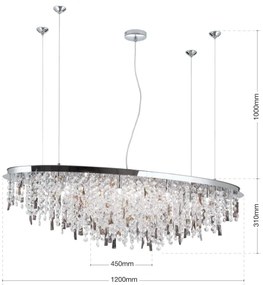 Orion - Krištáľový luster na lanku CRYSTALRIVER 21xG9/40W/230V lesklý chróm