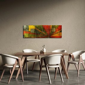 Obraz geometrické abstrakcie (s hodinami) (90x30 cm)