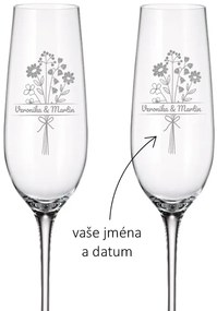 Dekorant Svadobné poháre na šampanské LUČNÉ KVETY 270 ml 2KS