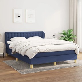 Posteľný rám boxspring s matracom modrý 140x200 cm látka 3127131