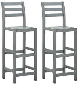 Barové stoličky 2 ks, sivé, akáciový masív