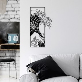 Nástěnná kovová dekorace Waves 3 černá