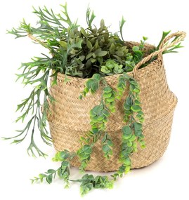 Svetlý úložný košík z morskej trávy Compactor, ⌀ 35 cm