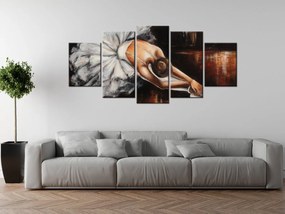 Gario Ručne maľovaný obraz Rozcvička baletky - 5 dielny Rozmery: 100 x 70 cm
