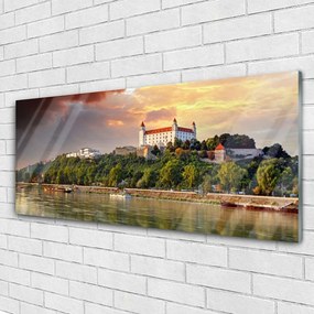 Obraz plexi Mesto jazero krajina 125x50 cm