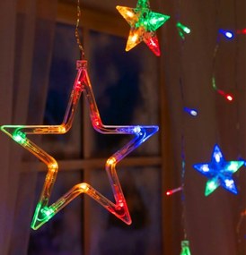 Vianočná svietiaca reťaz - hviezdy - 92 LED RGB - 250x110 cm s diaľkovým ovládaním