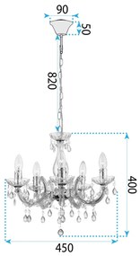 Toolight Toolight, stropné svietidlo 5xE14, EBT004-5CP, priehľadná-chróm, OSW-01258