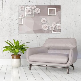 Obraz s béžovými kvetmi (90x60 cm)