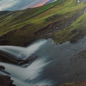 Obraz - Kirkjufell pri západe slnka (s hodinami) (90x30 cm)