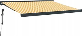 vidaXL Rolovacia markíza, žlto-biela, 3,5 x 2,5 m, tkanina a hliník